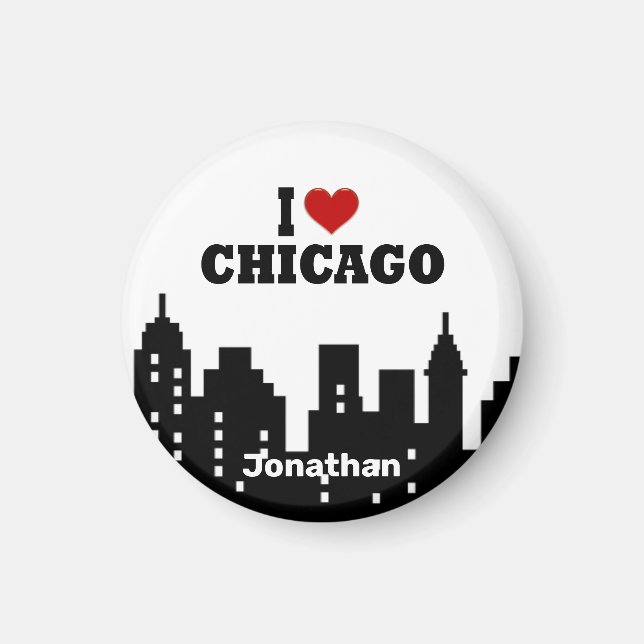 Personalized Red Heart I Love Chicago   Magnet (Front)