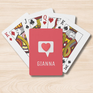 Personalized Red Heart Love Name Poker Cards