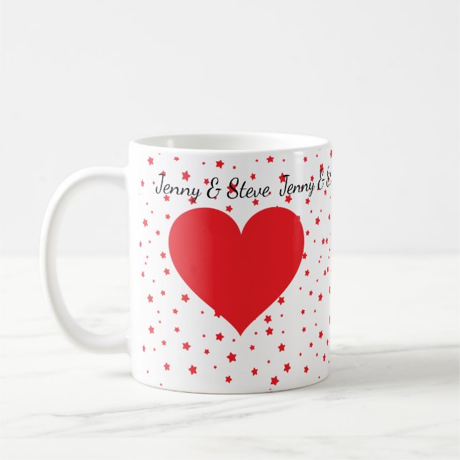Personalized red heart Valentine's Day coffee mug (Left)