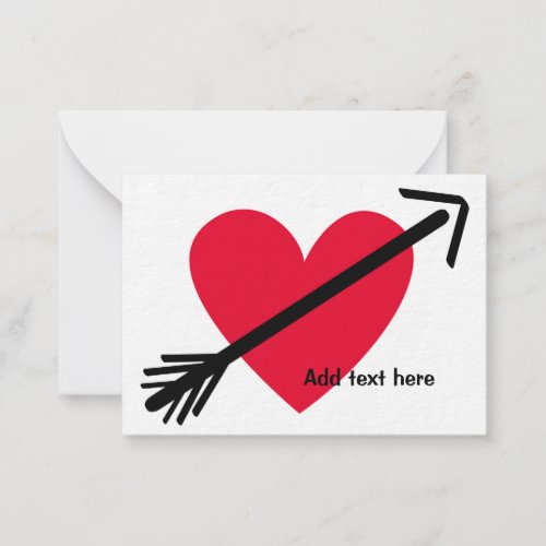 Personalized Red Heart with Arrow Valentines Day Note Card