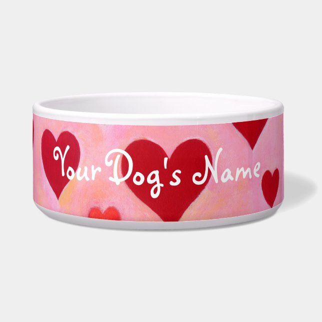 Personalized Red Hearts Painting Bowl (Front)