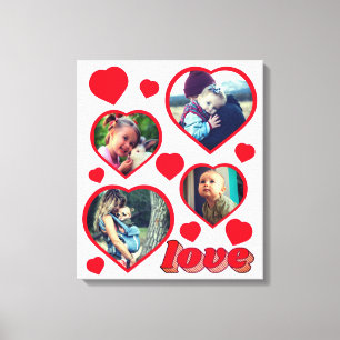 Personalized red hearts shapes photo canvas print