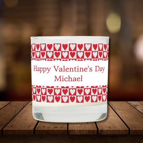 Personalized Red Hearts Valentines Day Gift  Scented Candle