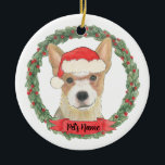 Personalized Red Heeler Cattledog Christmas Ceramic Ornament<br><div class="desc">Make the nice list this year with a personalized ornament of your sweet red Australian Cattledog Heeler santa elf! For the sweetest gifts,  pair it with a matching art print or another item from my collection!</div>