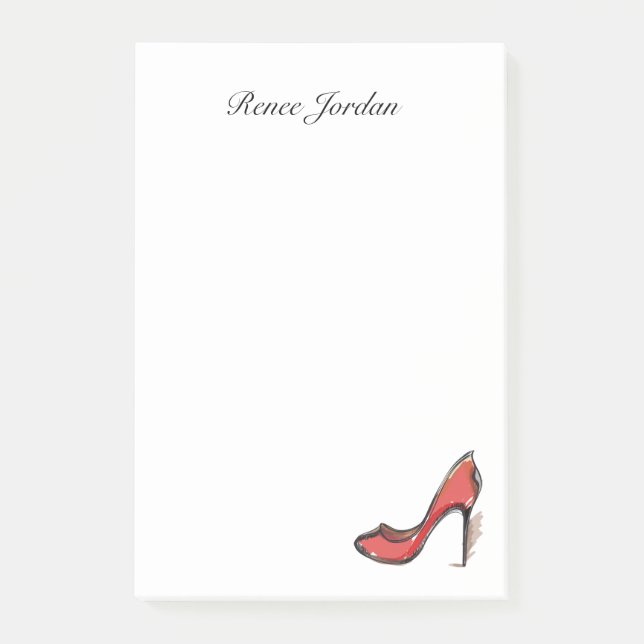 Personalized Red High Heel Pump Stiletto Post-it Notes (Front)