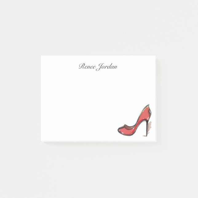 Personalized Red High Heel Pump Stiletto Post-it Notes (Front)
