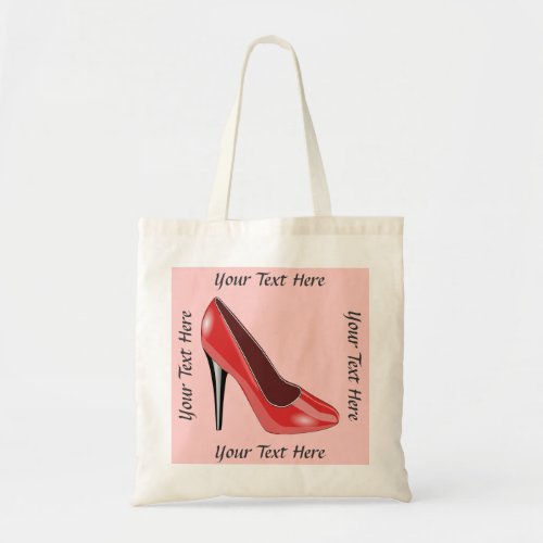 Personalized Red High Heel Shoe Tote Bag