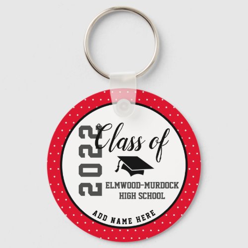 Personalized Red High School Senior Class 2023 Keychain