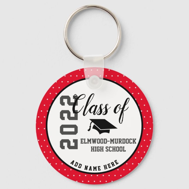 Personalized Red High School Senior Class 2023 Keychain (Front)