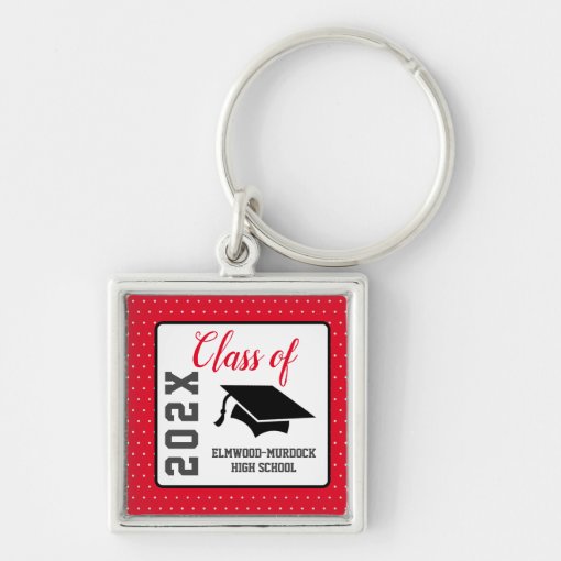 Personalized Red High School Senior Class Ideas Keychain | Zazzle