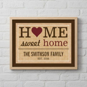 Personalized Red Home Sweet Home Family Welcome Poster