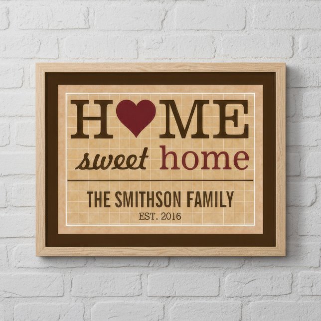 Personalized Red Home Sweet Home Family Welcome Poster (Creator Uploaded)
