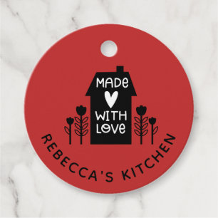 Personalized Red Homemade With Love Favor Tags