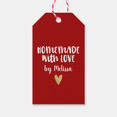 Personalized Red Homemade With Love Heart Gift Tags