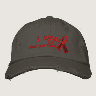 Personalized Red Hope AIDS Ribbon Your Text Embroidered Baseball Hat