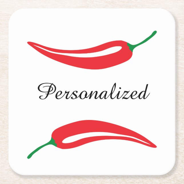 Personalized red hot chili pepper coasters (Front)