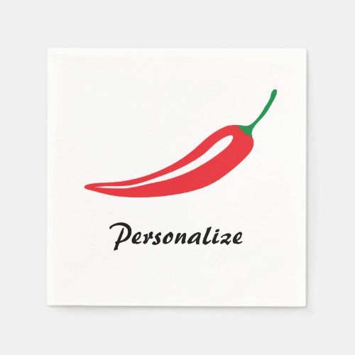 Personalized red hot chili pepper paper napkins