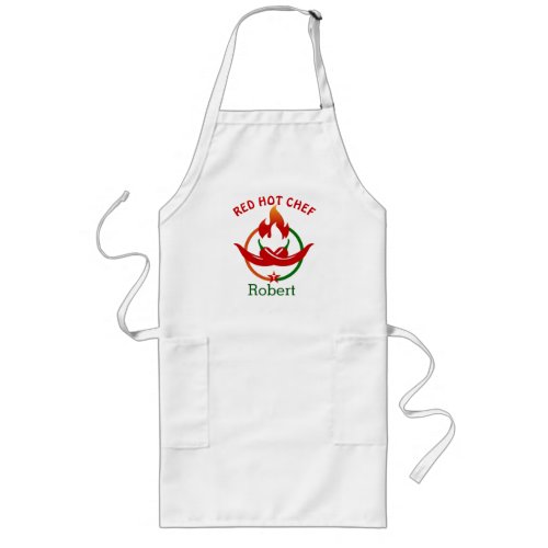 Personalized Red Hot Peppers Chef Long Apron