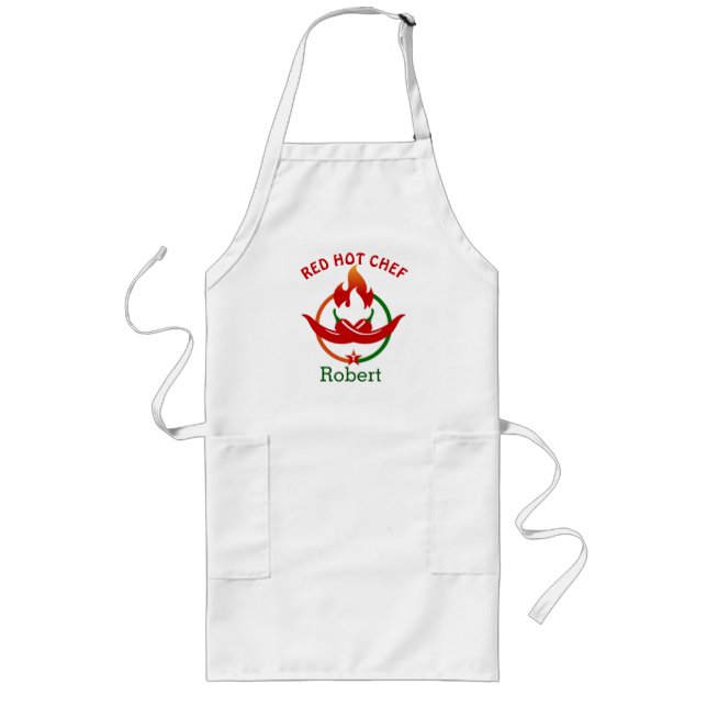Personalized Red Hot Peppers Chef Long Apron (Front)