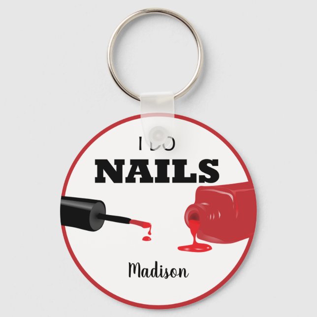 Personalized Red I Do Nails(Nail Technician)   Keychain (Front)