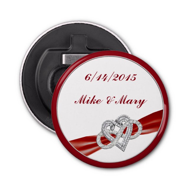 Personalized Red Infinity Heart Bottle Opener (Front)