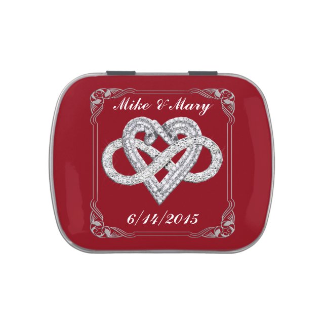 Personalized Red Infinity Heart Candy Tin (Top)