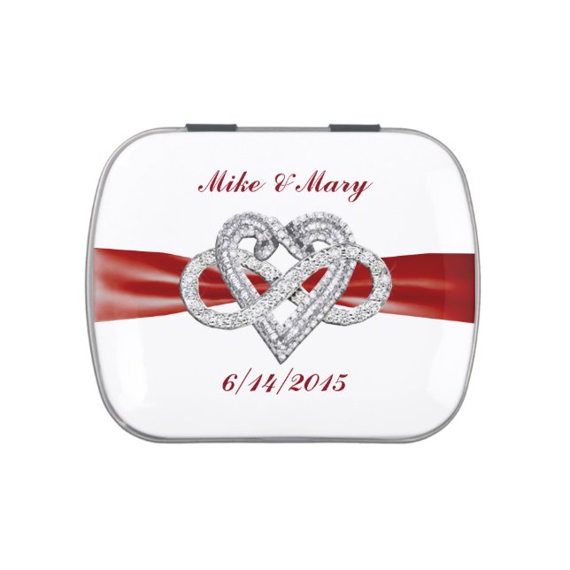 Personalized Red Infinity Heart Candy Tin (Top)