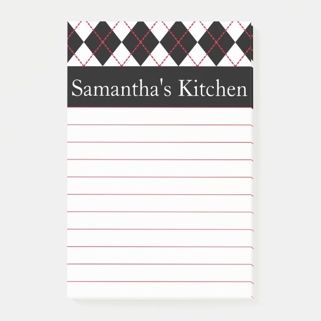 Personalized Red Kitchen Post It Notes Gift (Front)
