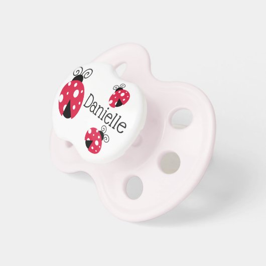 Personalized Red Ladybug Baby Girl Pacifier (Front Right)