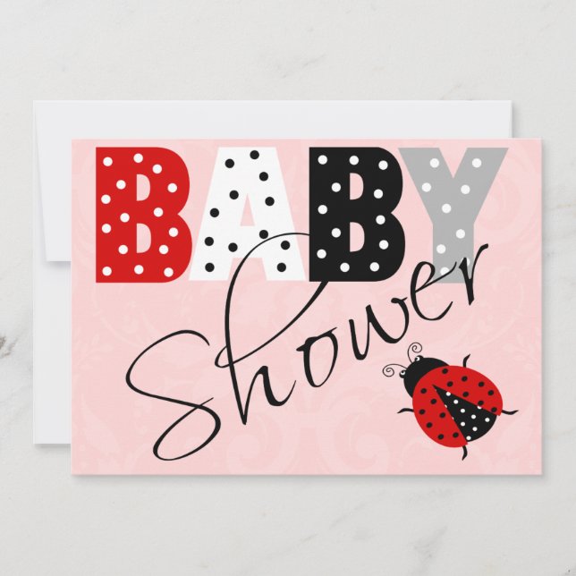 Personalized Red Ladybug Baby Shower Invitation (Front)