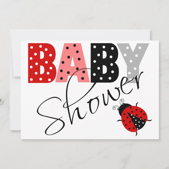 Personalized Red Ladybug Baby Shower Invitation (Front)