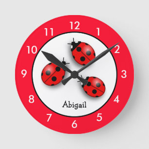 Personalized Red Ladybug  Round Clock