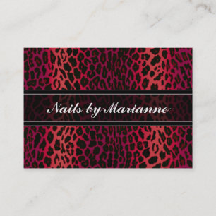 Personalized Red Leopard Animal Print Business Card