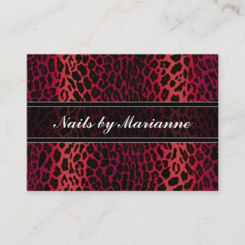 Personalized Red Leopard Animal Print Business Card