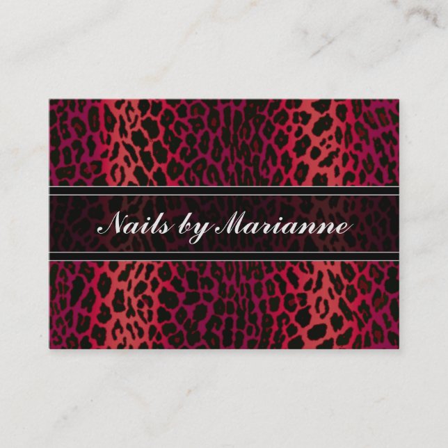 Personalized Red Leopard Animal Print Business Card (Front)