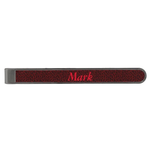 Personalized Red Leopard Skin Tie Bar (Front)