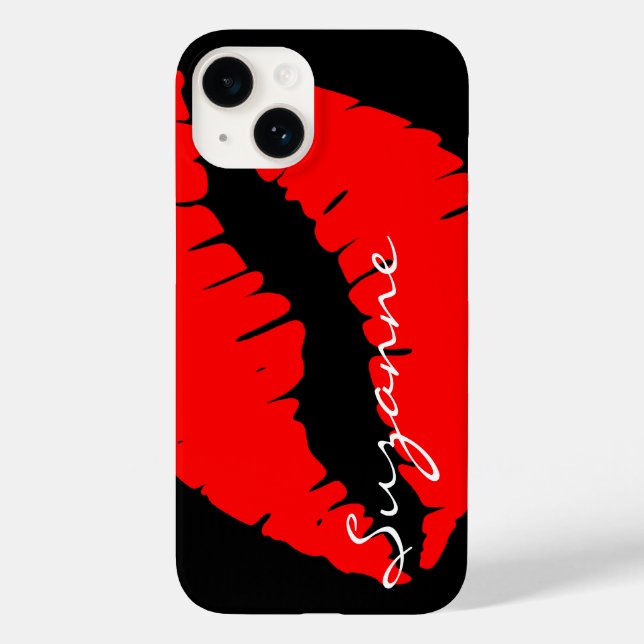 Personalized Red Lips Case-Mate iPhone Case (Back)