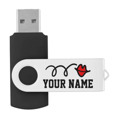 Personalized red lips kiss USB pen flash drive