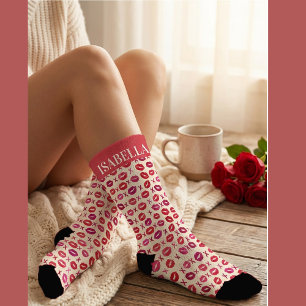 Personalized Red Lips & XOXO Valentine’s Day Name Socks