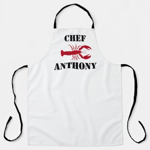 Personalized Red Lobster White Chef Mens Apron