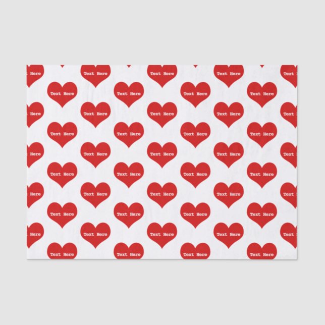 Personalized Red Love Heart Tissue Paper (Front)