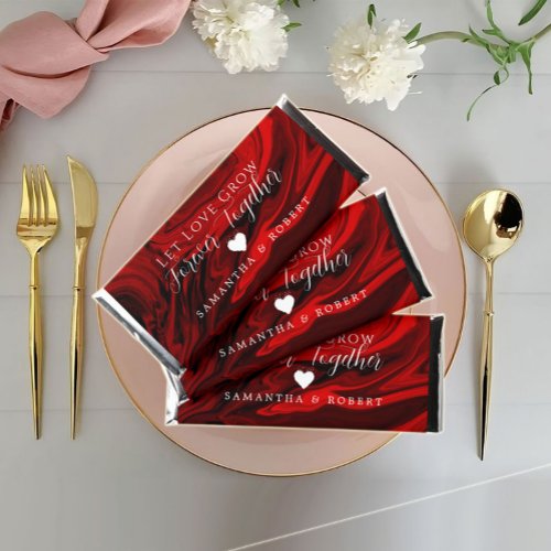 Personalized Red Marble Let Love Grow Wedding Hershey Bar Favors