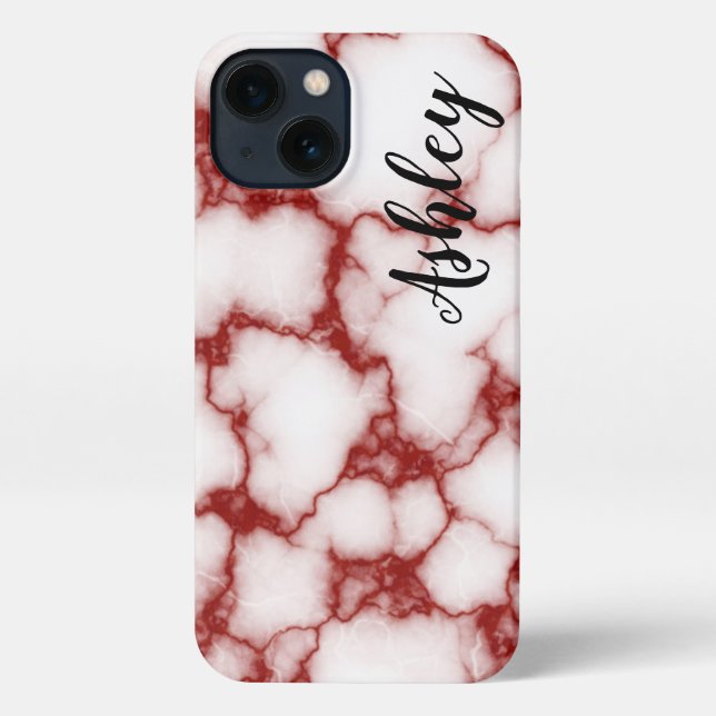 Personalized red marbled - iPhone case (Back)