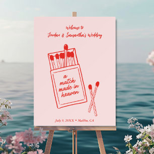 Personalized Red Match Made in Heaven Welcome Foam Board