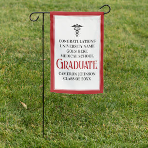 Personalized Red Medical School Graduate Garden Flag