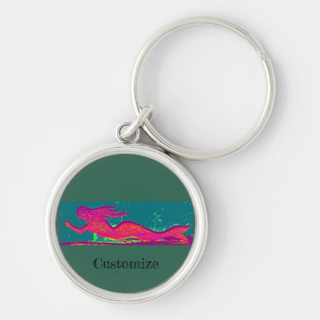 Personalized red mermaid Thunder_Cove Keychain (Front)