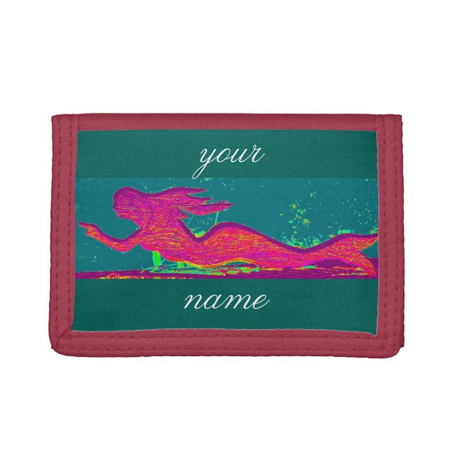 personalized red mermaid wallet (Front)