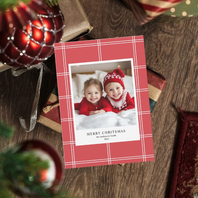 Personalized Red Merry Christmas Photo  Invitation (Creator Uploaded)