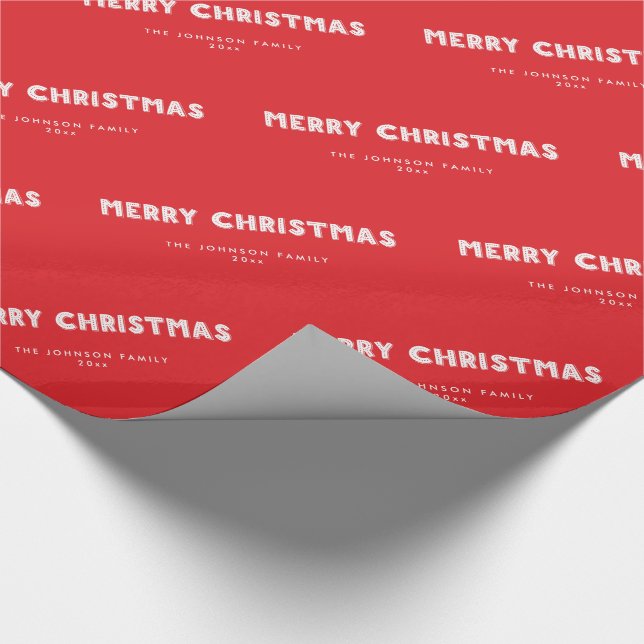 Personalized Red Merry Christmas Wrapping Paper (Corner)