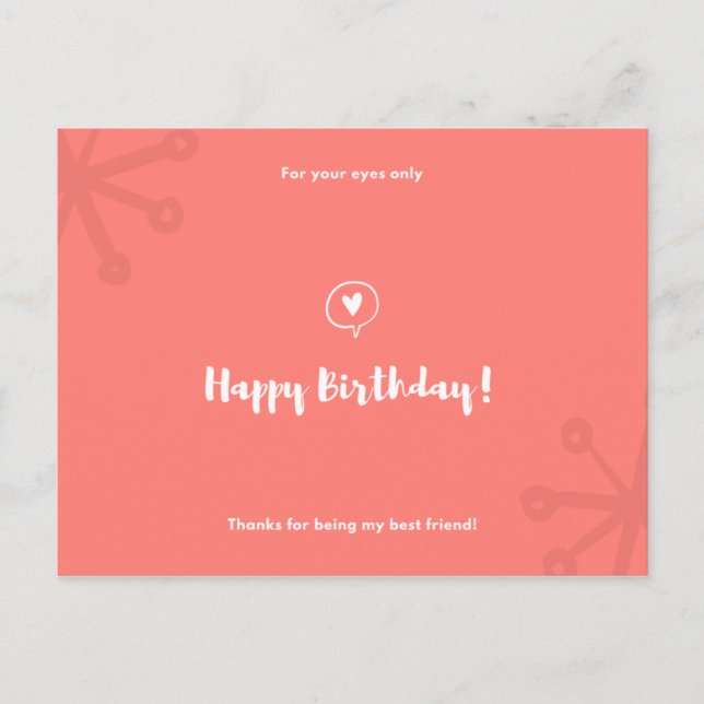 Personalized - Red Minimal Icons Birthday Postcard (Front)